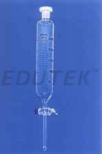 DROPPING FUNNEL, CYLINDRICAL, GRADUATED WITH GLASS STOPCOCK & I/C GLASS/POLYTHENE STOPPER